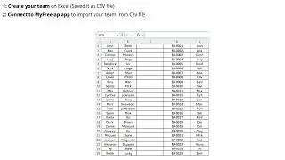 Create a team using Excel (Freelap)