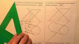 Sección de un cilindro oblicuo por un plano oblicuo. Método 1.