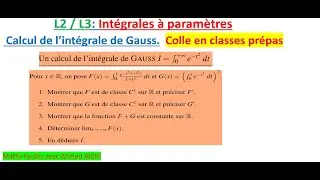 Intégrale à paramètre permet de calculer l'intégrale de Gauss