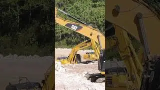 Road Builder Excavator Digging Limestone Hills #shorts #excavator #construction #roadconstruction