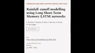 Rainfall&ndash;runoff modelling using Long Short-Term Memory (LSTM) networks | RTCL.TV