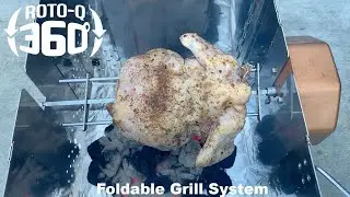 Roto-Q 360 & the Foldable Grill System (FGS) - How Does it Work?? Jerk Chicken Rotisserie Style