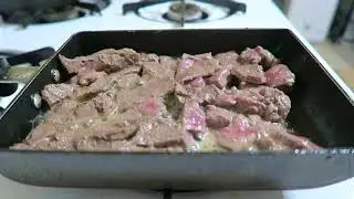 frying meat (cooking sounds) ASMR no talking
