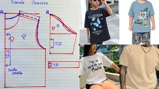patr&oacute;n de franela, playera ( OVERSIZE ) #oversize  #tutorial #patrones #costura #coser #patronaje