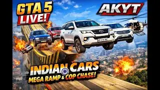 🛑 GTA 5 LIVE Indian Cars Mega Ramp Test 🚗💥 INSANE Jumps & Cop Chase Madness Day 4 #shortsfeed