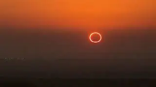 Annular eclipse at sunrise