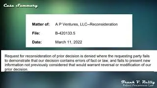 4 C.F.R. &sect; 21.14(a): GAO recommends excluding awardee, reconsideration denied.