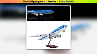 747 Klm Model Toy 47cm 1:130 Scale Plane With Light &Wheels Resin Airplane Models For Collected