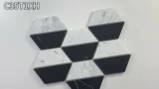 Carrara Split Hexagon Mosaic w/ Nero Marquina Black (SKU: C35T1XH) - Honed Marble