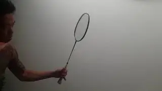 Badminton Racket Victor JS12 stiff shaft flex in slow mo. Finger gap power technique