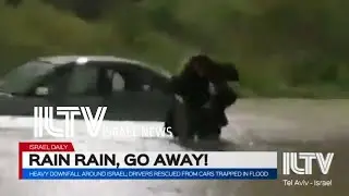 Heavy downfall around Israel; drivers rescued from cars trapped in flood