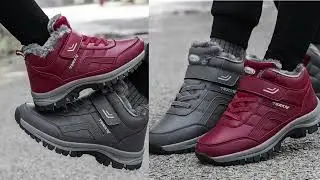 Winter Boots Women Men Warm Plush Velcro Snow Boots Climbing Hiking Shoes