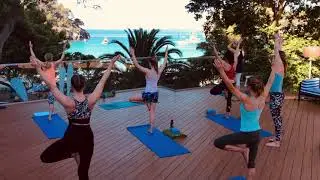 Tree yoga pose - Menorca Spain luxury yoga retreat.