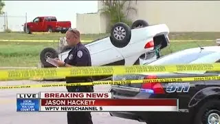 Driver: Someone shot at my car, hit a pole