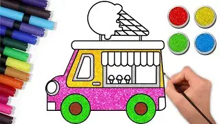 How To Draw Easy Ice Cream Truck - कैसे बनाएं आइसक्रीम ट्रक | Easy Drawing Coloring |Chiki Art Hindi