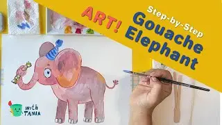 🌈Easy Guache Painting | Birthday Elephant Art Tutorial | Family & School Art Fun
