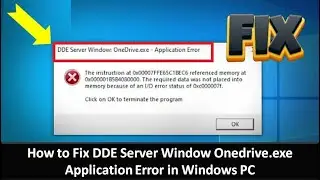 How to Fix DDE Server Window Onedrive exe Application Error in Windows PC