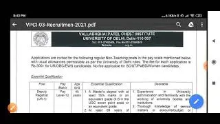 VPCI NURSING SUPERINTENDENT RECRUITMENT 2020 -ALL INDIA भर्ती - SALARY - 40000+RS -APPLY NOW