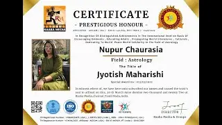 Great Achievement- Jyotish Maharishi Award to Astro Nupur by Raaba Media