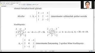 Ikkinchi va uchinchi tartibli determinantlar. Determinantlarning xossalari.