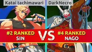 GGST ▰ Katai tachimawari (#2 Ranked Sin) vs DarkNecro (#4 Ranked Nagoriyuki). High Level Gameplay