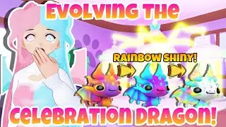 Evolving The CELEBRATION DRAGON! into a RAINBOW SHINY! In Overlook Bay Roblox! All Three Evolutions!