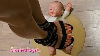 Toy Baby 3 Doll Walkover Crush Trample in Black Stiletto Heels 2 #asmr #crush #cutebaby #uk #germany