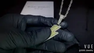18K Gold Finish CZ Iced Lightning Necklace