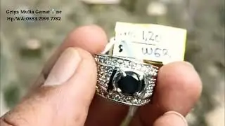 Natural BLACK DIAMOND Big Table Crystal Include Id Card Set In Ring