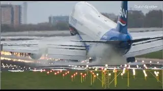 EXTREME LANDING!! silkway Boeing 747 terrifying HARD Landing at Amsterdam airport schiphol (HD)