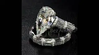 💎 Pear-Shaped Diamond Ring with Baguette Diamond Accents & Eternity Band 💎