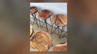 Custom Made Stools. Solid Teak Wood with strong metal base. Bar , kitchen island , countertop high!