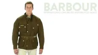 Barbour International Long Belted Motorcycle Jacket - Waxed Cotton (For Men)