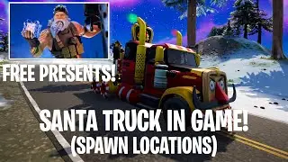 Fortnite Santa Truck Spawn Locations IN GAME! Throws FREE PRESENTS! Winterfest 2021 Chapter 3!