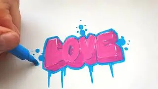 How To Draw GRAFFITI LOVE drawing coloring Graffiti Tutorial words , calligraphy