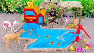 Diy Farm Diorama with House for cow, barn | cow_shed | mini hand pump | Supply Water for animals