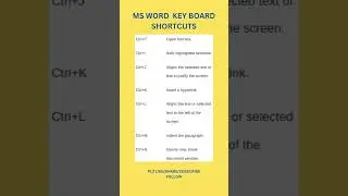 MS WORD KEY BOARD SHORTCUTS ❤️- Tech Tips #shorts #techtips #technology #apple