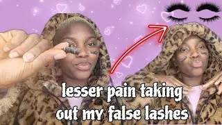 feel no pain taking out my false lashes | DIY safe method |grwm