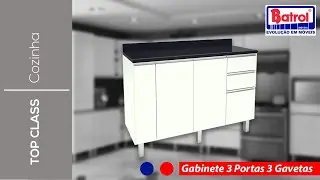 06.5168 - GABINETE 3 PORTAS 3 GAVETAS COM CONDIMENTEIRO - TOP CLASS