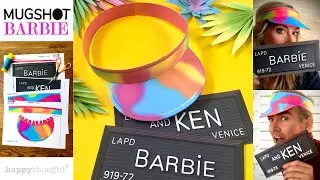 DIY Barbie visor hat & mugshot sign! Movie costume printable template for Barbie, Ken &bull; Happythought