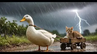 Duck and Kitten's UNBELIEVABLE Friendship in the Rain