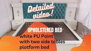 Upholstered headside White PU painted bed. Storage bed with bed side tables | Greater Noida, Noida