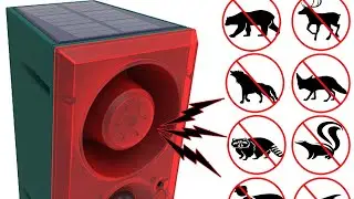 Solar Motion Sensor Alarm Outdoor Dog Barking & Gunshot Sound Scare Away Coyote, Deer, Bear, Raccoon