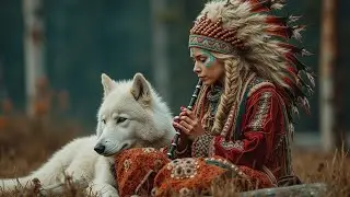 Meditative Pan Flute & White Wolf Calming Sleep Music for Deep Relaxation 🐺🎶✨