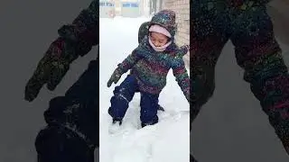 Backyard Snow Trouble! Stuck Door & Deep Snow Fun ❄️🤣 #Shorts