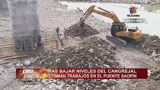 Tras bajar niveles del río Cangrejal retoman trabajos en el puente Saopín de La Ceiba.