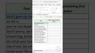 Excel Formula to Capitalize First Letter #excelshorts