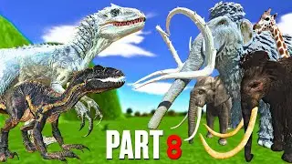 Dinosaurs Fights Animals | Indominus Rex & Indoraptor vs Giant Mammoth & Elephants | Part 8