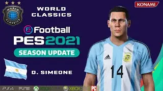 D. SIMEONE face+stats (World Classics) How to create in PES 2021