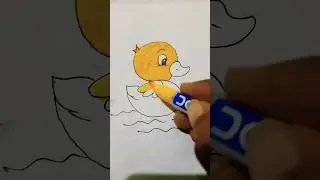 Duck drawing with colour (2) #art #shrots #shortsviral #duck #colour #shortsvideo
